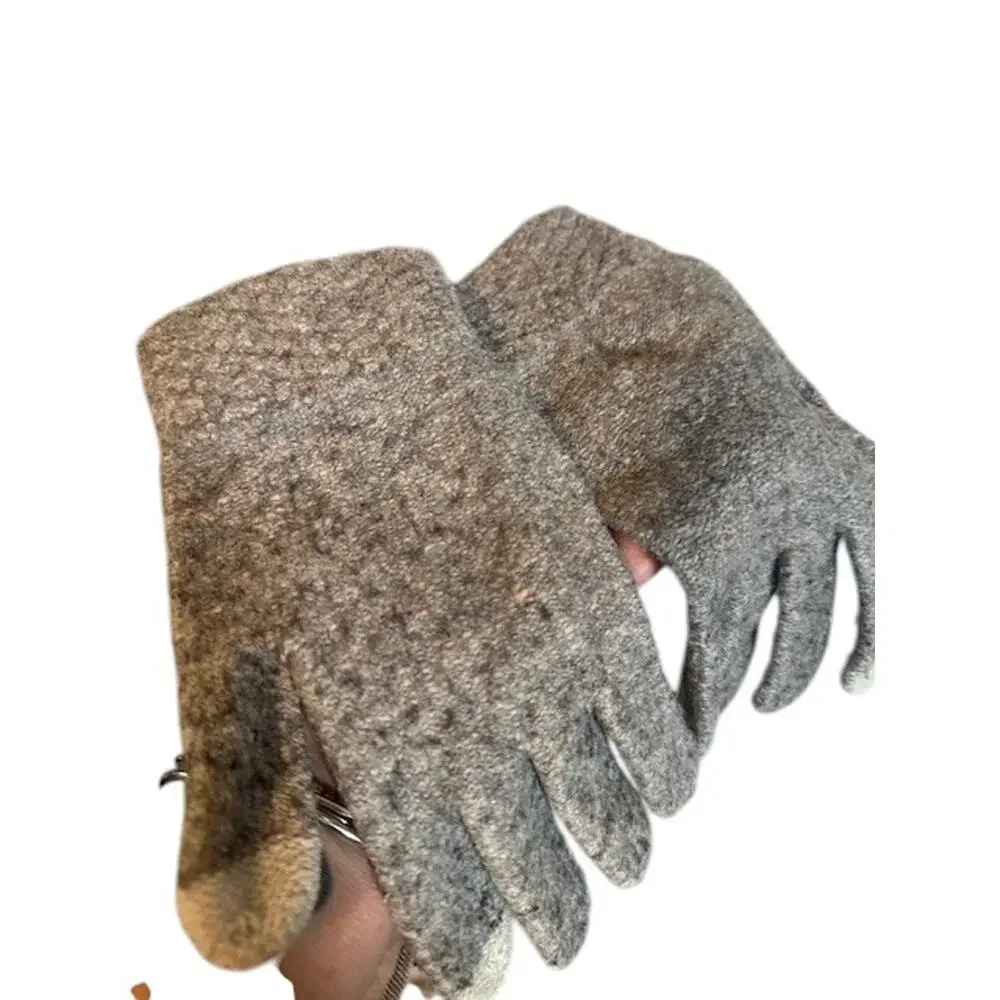 Two Pairs of Gloves. Mittens Black White Gray Knit Gloves Women